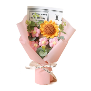 CANICE Handmade Crochet Bouquet Artificial Flower Eternal Flower Sunflower Daisy Bouquet Anniversary Graduation Bouquet Wedding Guest