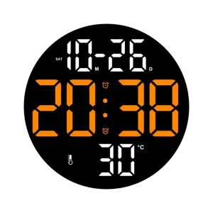 [Xin Ngó ]LED Wall Clock Digital Alarm Clock with Remote Control  Date Week Display Adjustable Brightness for Home Bedroom Living Room