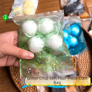 CROSSTIME Round Ball Crispy Handmade Ball Handmade Wax Coating Sensory Dumpling Squishy Creative Crunch Sound Fidget Squeeze Bag Kids Adults