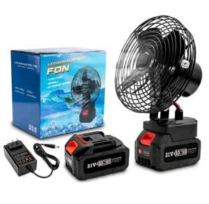 Black Lithium Electric Fan with 21V 10Ah Battery Pack and Charger