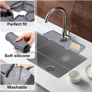 Kitchen Faucet Sink Splash Guard Silicone Water Catcher Drain Pad Mat for Kitchen Bathroom Counter top Protect