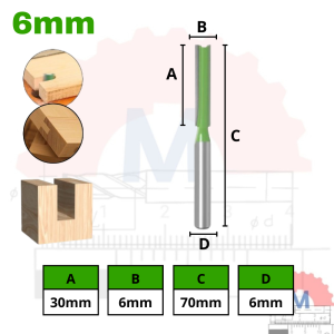 Mata Profil kayu lurus straight router bit shank 6mm