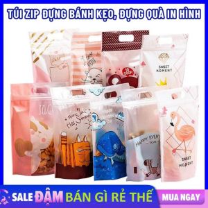 SET 10 Túi Zipper Đựng Bánh Kẹo Dễ Thương Có Quai Xách NHIỀU MẪU - Túi Đựng Bánh  Kẹo Nougat Siêu Xinh - Túi Zip Hoạt Hình