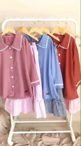 Metagrup Sharoon Labella: Setelan Kemeja Hem Polos & Rok Pinggang Karet Anak Perempuan