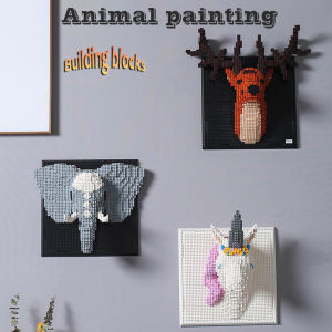 Elephant and tiger zoon mural Building Blocks Kits Build Your Own Interior decoration Education STEM Toys DIY Gift for Boys Girls 6 8 9 10 12 16 Years Old