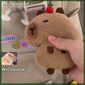 tuokaiguoji Creative Soft Stuffed Animal Capybara Plush Doll Squeak Toy Cartoon Bag Pendant Key Chain Backpack Car Bag Key Ring