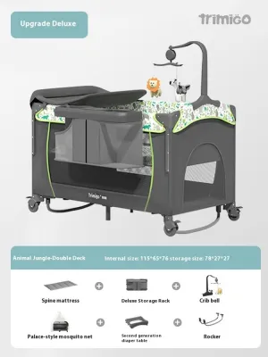 Collapsible Baby Cot Portable Baby Bed Removable Baby Crib Installation-free Baby Bassinet Diaper Table