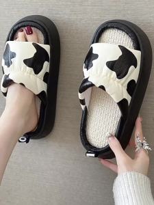WomenS Linen Slippers For Spring Summer And Autumn Suitable For Indoor Home Use With Thick Soles Ins-Style Sweat-Absorbent Cotton-Linen Comfortable For Home And Office