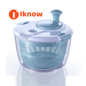 I know Salad Spinner Vegetable WasherLockable Colander Basket Lock Lid - Lettuce Washer and Dryer - Easy Water Drain System(blue)