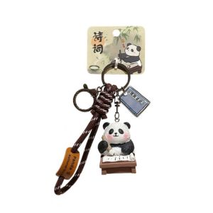 VGFD Chinese Style Panda Keychain Kawaii Cartoon Panda Dolls Pendant Funny Ornaments Car Key Ring Bag Decoration