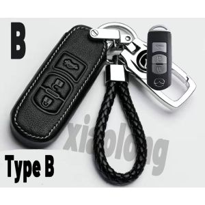 high quality leather for Mazda key cover Remote key case with key holder fod Car Logo keychain Creative Alloy Metal MAZDA3 MAZDA2 CX-5 CX-7 CX-9 Tribute BT-50 323 MAZDA6 B2200 Familia Miata MX-5 626