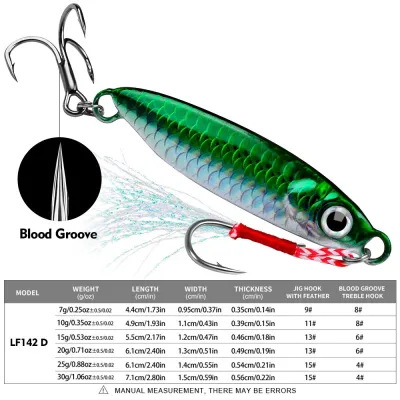 PROBEROS 1PCS Micro Jig Spoon 7g 10g 15g 20g 25g 30g Metal Cast Jig Fishing Lure Shore Casting Jigging Baits Saltwater Trolling Lures Sea Bass Tenggiri Fishing Gear LF142