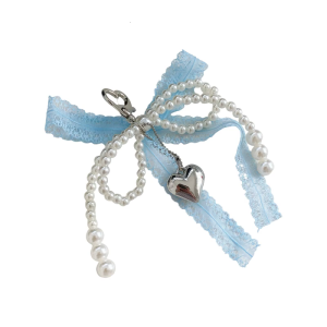 Aesthetic keychains Lovely Bag Pendant Charm Pearls Ribbon Bows Keychains Charms for Women Bag Purse Backpack Decorations