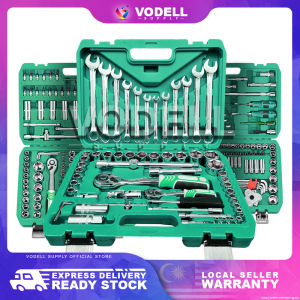 VODELL Original 61pcs 82pcs Tools Set Combination Socket Wrench Ratchet Spanner Box Power Tool Car Motor Spark Plug Engine Tools Set Hardware Storage Box Heavy Duty Car Workshop Repair Socket Wrench Alat Pembaikan Kereta Pemutar Skru Sepana 工具