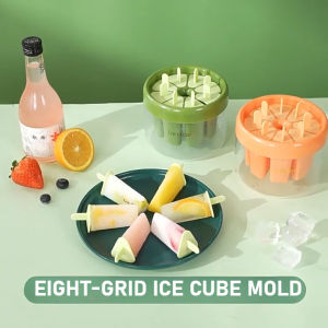 8-grid Popsicle Molds Food Grade With Lid Silicone Homemade High-capacity Reusable Easy Release Ice Mold Diy Ice Jelly Mold