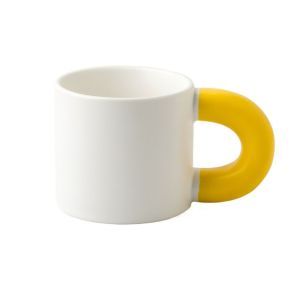 AAIV Solid Color Pink Coffee Mug Ceramic Fat Round Handgrip Cute Fat Handle Cup Personalized High Appearance Level Novelty Cups Gifts