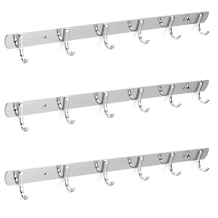 3pcs - 106 hook Stainless Steel 6 Hooks Wall Hanging Hook