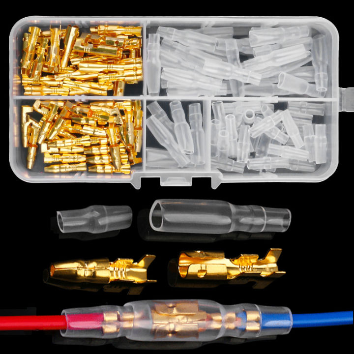 120pcs/set 3.5mm Brass Connector Terminal Male & Female with Cover