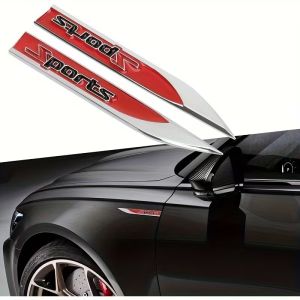 Bộ 2 mang cá 3D bằng kim loại chữ Sports - Dán trang trí xe ô tô dài 14.6cm