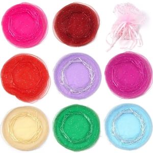 MIRELAE 10Pcs Mesh Organza Drawstring Bag Round Shape 26CM Round Organza Bag Tulle Fabric Gift Bags Wedding Christmas Candy Gift Bags Jewelry Storage Organizer