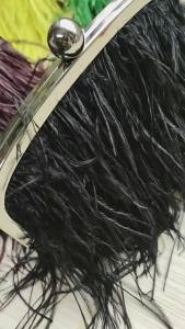 2024 Spring new French fashion trendy brand tassel feather evening show shoulder handbag crossbody ostrich feather bag