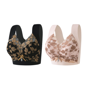 Non-wired Bras Women Seamless Underwear Push-Up Bra Mesh Lace Wide Shoulder Straps Plus Size Cup Bra Non-magnetic Non-underwire  Gather Comfortable Underwear Anti-Sagging Lift-up Comfortable Bra聚拢内衣舒适无钢圈