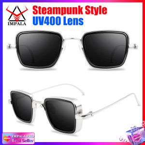 IMPALA QT110W Retro Sunglasses for Men Anti Glare Metal Frame UV Protective Sun Glasses for Driving Fishing Black Spectacles