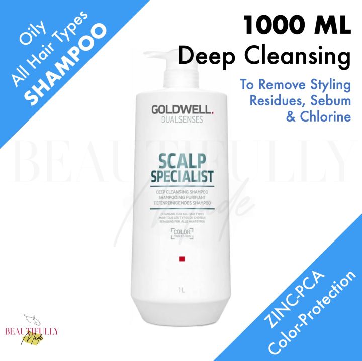 Goldwell Dual Senses Scalp Specialist Deep Cleansing Shampoo 1000ml (Expiry 07/2028) - Daily Cleanser • Regulate Sebum Production • Clean & Fresh Scalp Feeling • Stimulate & Strengthen Hair • Removes Styling Residues Sebum Chlorine