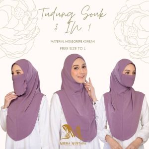 TUDUNG SOUK MASK/PUDAH NIQAB 3 IN 1 VIRAL ANTI KEDUT