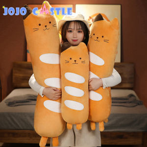JOJO CASTLE 60/80/100cm Kawaii Soft Long Bread Cat Pillow Plush Toys Stuffed Pause Office Nap Pillow Bed Sleep Pillow Home Decor Gift Doll for Kids Girl