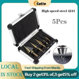 High Quality 5pcs/set Hss Cobalt Multiple Hole 50 Sizes Step Drill Bit Set W Aluminum Case