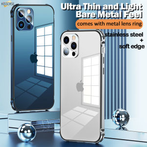 KISSCASE for IPhone 13 Pro Max 13 Pro 13 Phone Case Stainless Steel Metal Frame Transparent Protection Cover