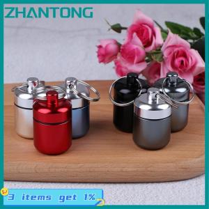 ZHANTONG Mini không thấm nước hợp kim nhôm Pill Box trường hợp chai chủ container Keychain