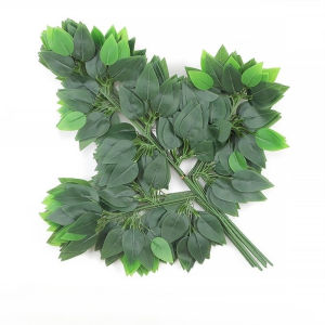 12pcs/set Artificial Ficus Leaves Large Fake Tree Plants Green Leaves Imitating Real and Fake Branches Furniture Decoration