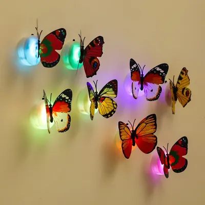 10PCS Colorful Romantic 3D Butterfly Night Light for Kids Girls Bedroom Decoration LED Room Wall Decorative Night Christmas Gifts for Kids LED Night Lamp