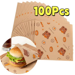 【100Pcs 】18cm Sandwich Wrapper Greaseproof Paper for Food Burger Pouch Burger Sandwich Pouch