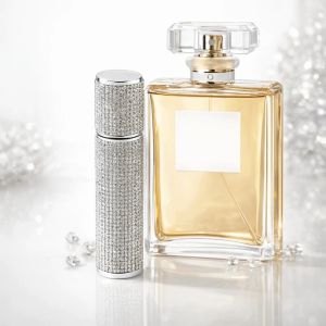 RTH05 Full Rhinestone Perfume Bottle Empty 10ML Refillable Perfume Bottle Sparkling Fine Mist Spray Cosmetic Container Travel Use