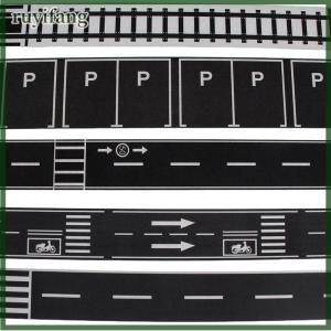 ruyifang 1 cuộn 5m 1:12 Dollhouse đường giao thông đường sắt theo dõi cảnh Băng Sticker thu nhỏ đậu xe cảnh đường cong Sticker mô hình trang trí phụ kiện đồ chơi