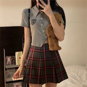 Since2014 พร้อมส่ง🔥🌺 เสื้อโปโลแขนสั้นสไตล์เกาหลี ทรงเข้ารูป เอวสูง ทรงเข้ารูป ไม่ซ้ำใคร