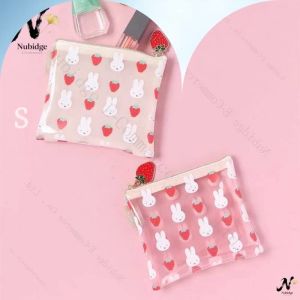 Miffy Strawberry Cute pvc Transparent Student Pencil Case Cartoon Printed Jelly Bag Cosmetic Storage cosmetic bag