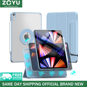 ZOYU iPad Case Magnetic Smart Anti-bending Case HD Clear Acrylic Case for iPad Air 5 th Generation 2022 iPad Air 4 th Gen 2020 Rotating Detachable Case Anti-Fingerprint Auto Sleep/Wake Transparent Hard Back Cover No pen slot (Pink)