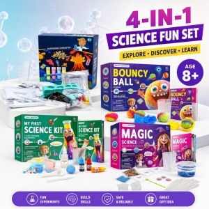 Science Experiment Kit Chemistry Lab Set 14 Experiments Stem Toy Bouncy Ball Jumping Sand Kids