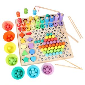 Montessori Toys Wooden Hands Brain Training Clip Beads Puzzle Board Math Game Baby Early Educational Kids Toys