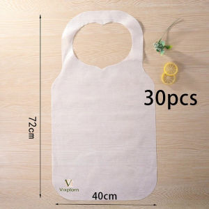 Vixplorn 30pcs Disposable Adult Apron Non-Woven Waterproof Bib for BBQ Kitchen Dining Protection