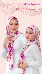 ELZAHRANA Kerudung Segi Empat Mida Square Jilbab Motif Hijab Monalisa Wolfis