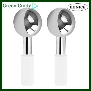 [Green Cindy] Facial Ice Globes Cold Hot Stainless Steel Facial Roller Skin Beauty Spa Cooling Globe Massage Ball Face Care Cryo Freeze Stick