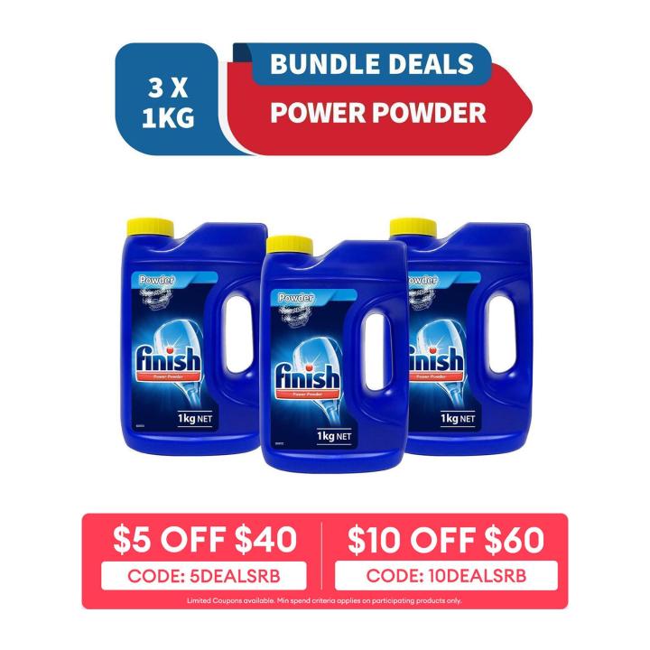 Finish Advanced Power Dishwasher Powder 1Kg (Rinsing Off Easily) Bundle Of 3
