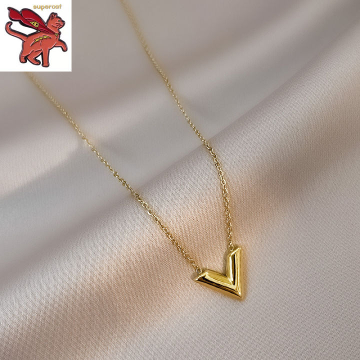 gold necklace pawnable 18k original V necklace female light luxury