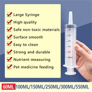 100ML-500ML Big Size Large Plastic Syringe Handfeeding Syringe Feeder for Filling tubes or Hydroponic or Pet Feeding