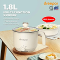 Dreepor Mini Rice Cooker 1.8L Electric Multi cooker Electric Boiling Pot Steamer Cooker Non-Stick Inner Pot With Steamer. 